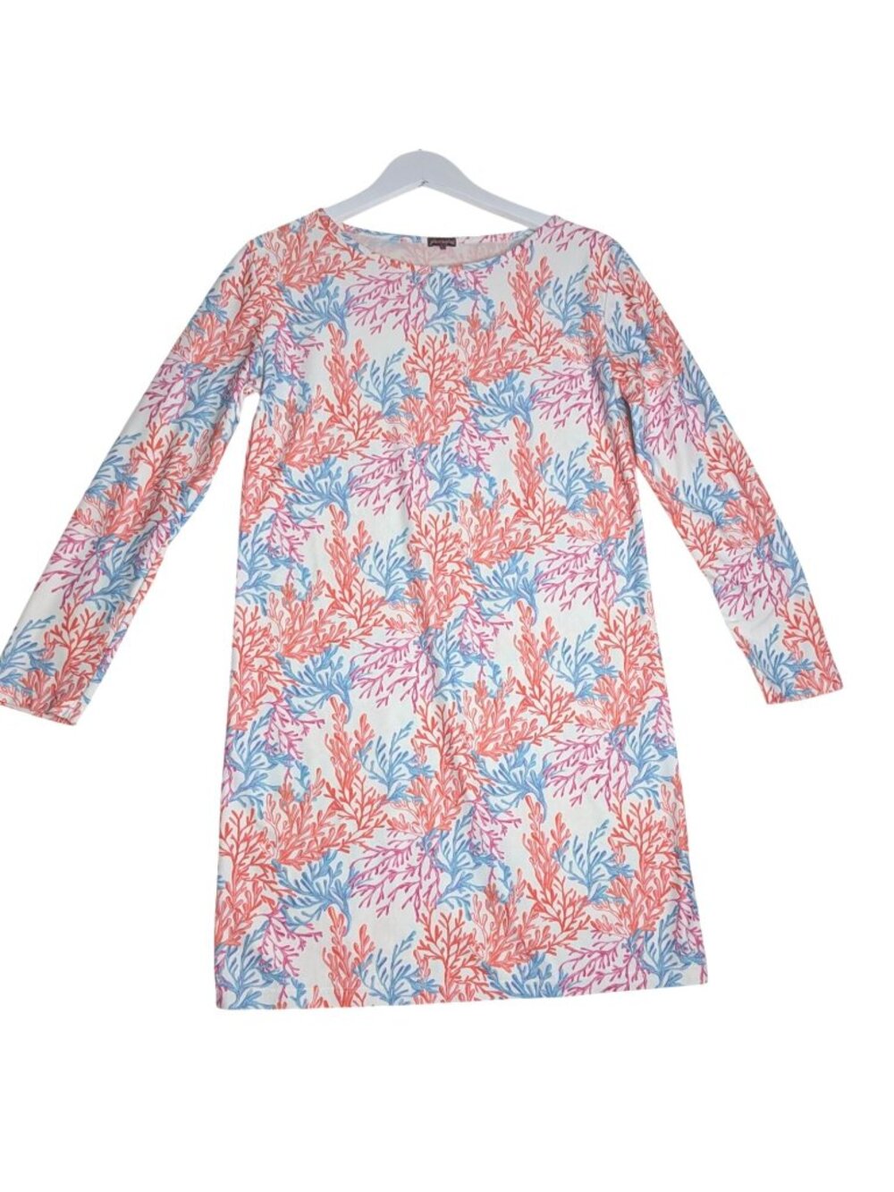 Glamourpuss NYC SPF 50 Sea Coral Print Long Sleeve Shift Dress S - Picture 7 of 9